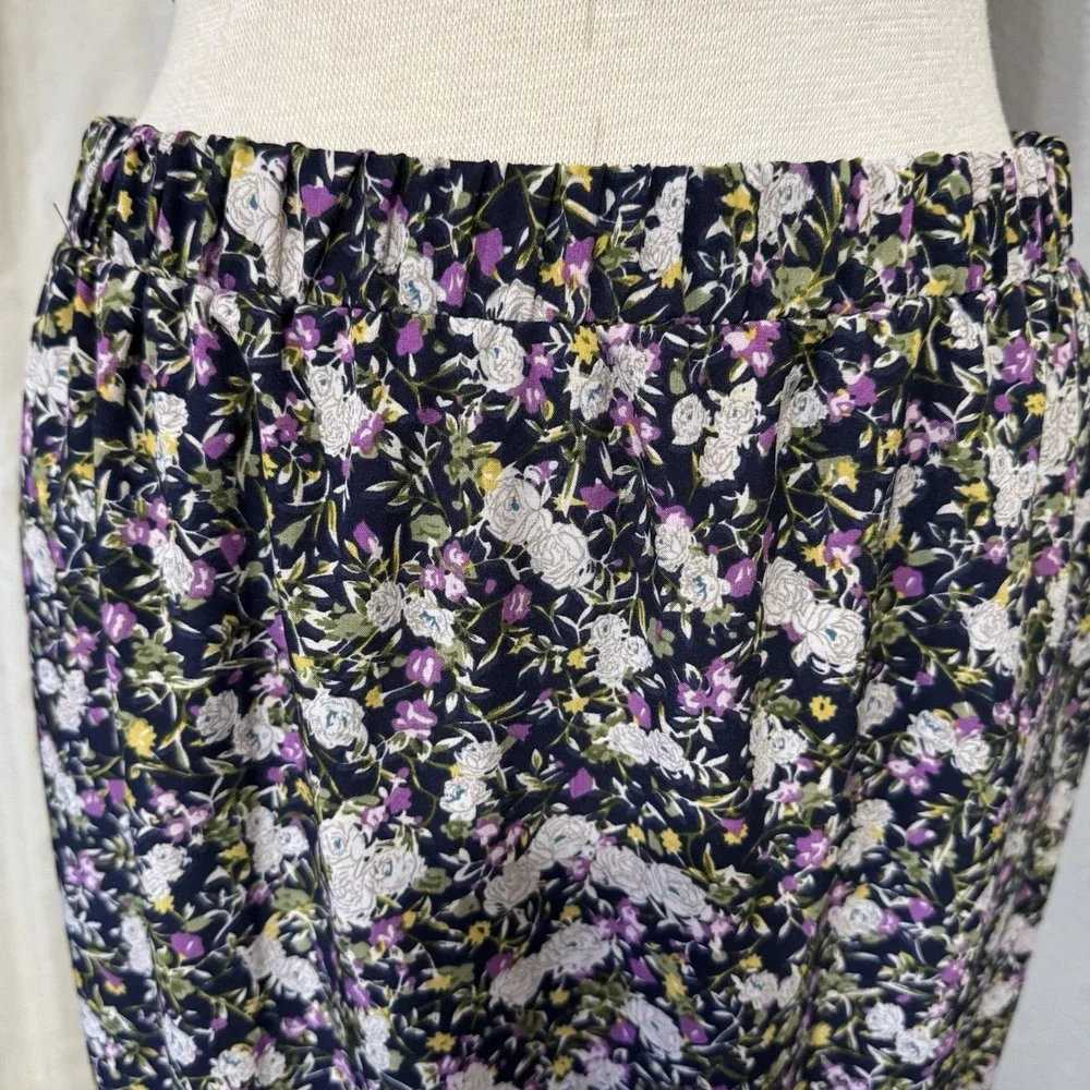 Cottagecore Metrowear Women's Midi Skirt Sz M Floral Lined Tiered Elastic‎ Waist